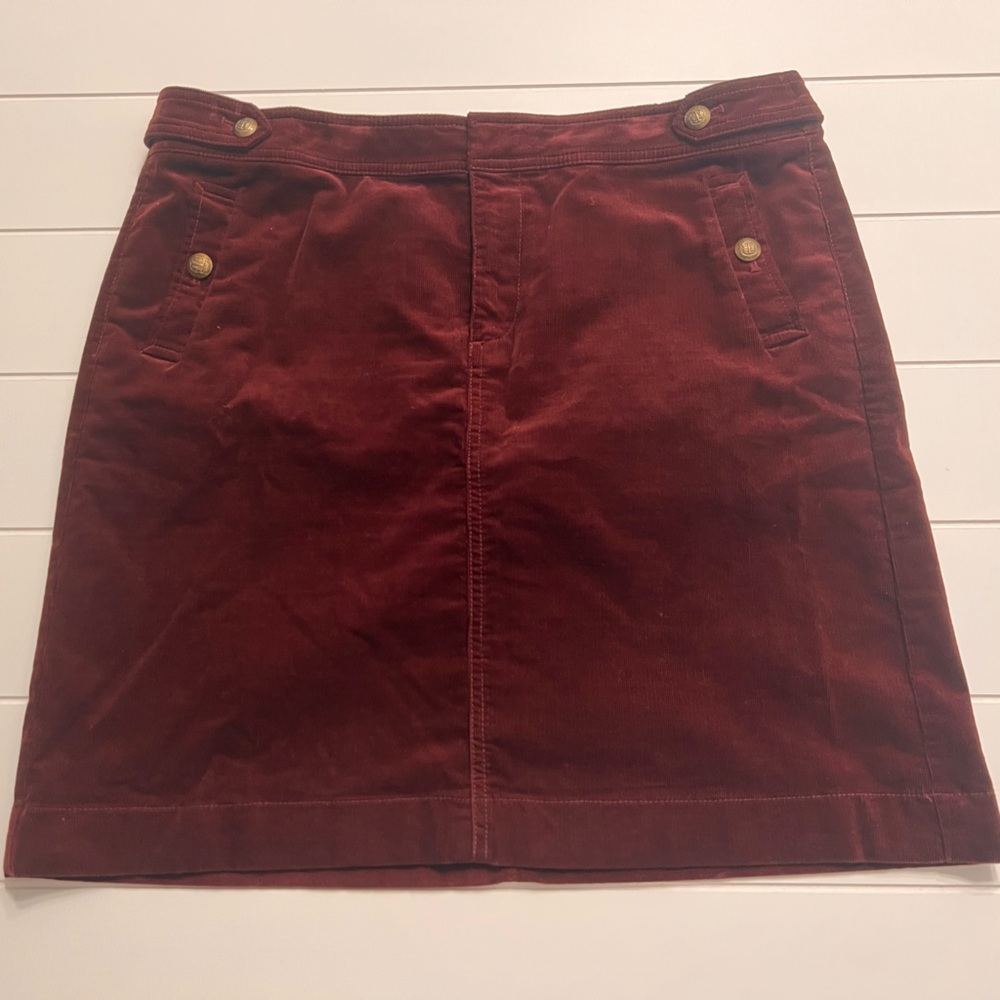 Talbots Wine Burgundy Rust Corduroy Stretch Skirt 14p Petite
